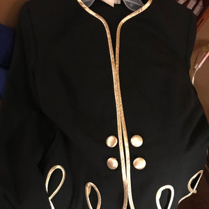 Stunning Black Blazer  with Metallic Gold Trim